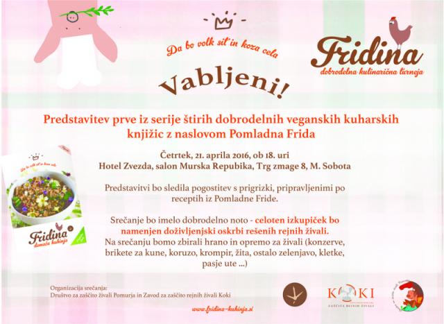 Predstavitev dobrodelne veganske kuharske knjižice Pomladna Frida