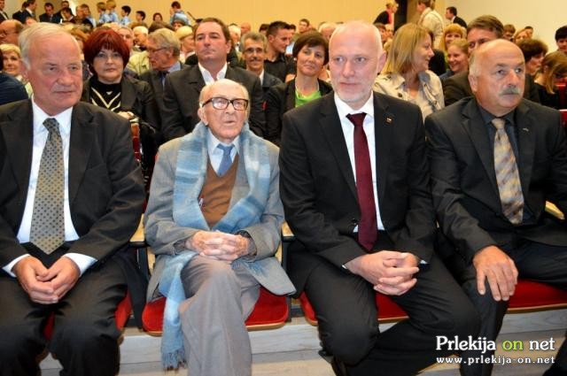 Jože Kraševec, Boris Pahor, Milan Brglez in Anton Slana