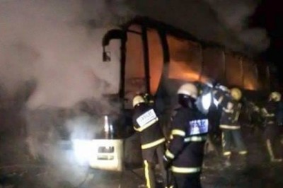 Požar avtobusa, foto: PGD Tržec