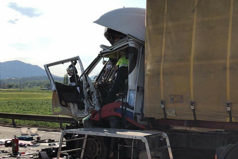 Prometna nesreča na avtocesti, foto: PGD Slovenske Konjice