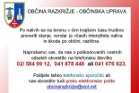 Obvestilo glede neurij - Občina Razkrižje