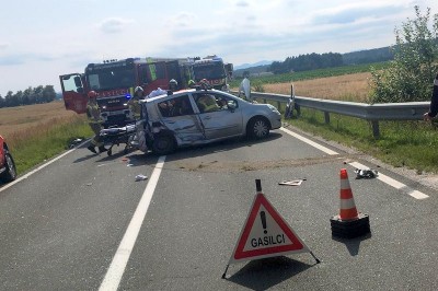 Trčenje dveh vozil, foto: PGD Talum Kidričevo
