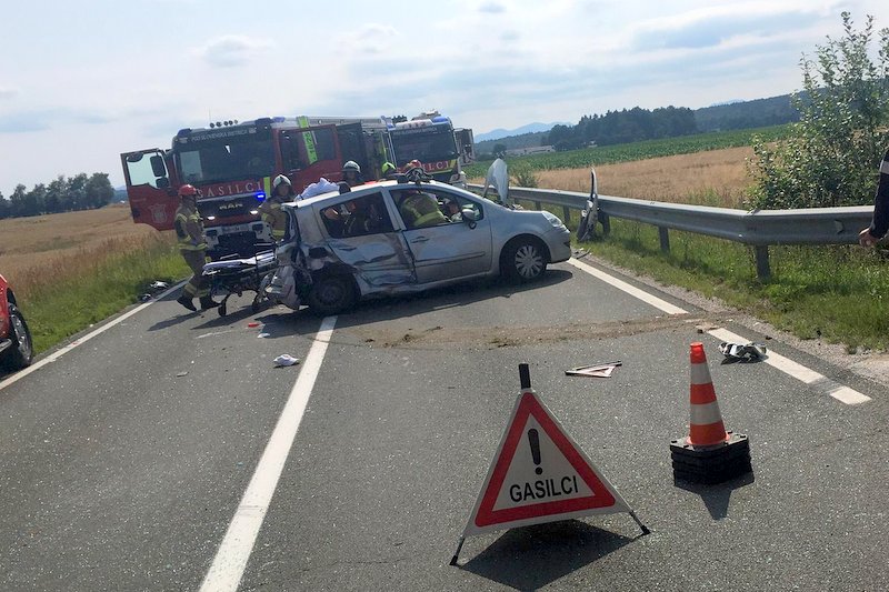 Trčenje dveh vozil, foto: PGD Talum Kidričevo