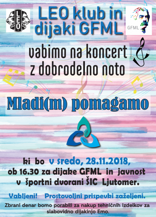 Leo klub in dijaki GFML  - koncert z dobrodelno noto