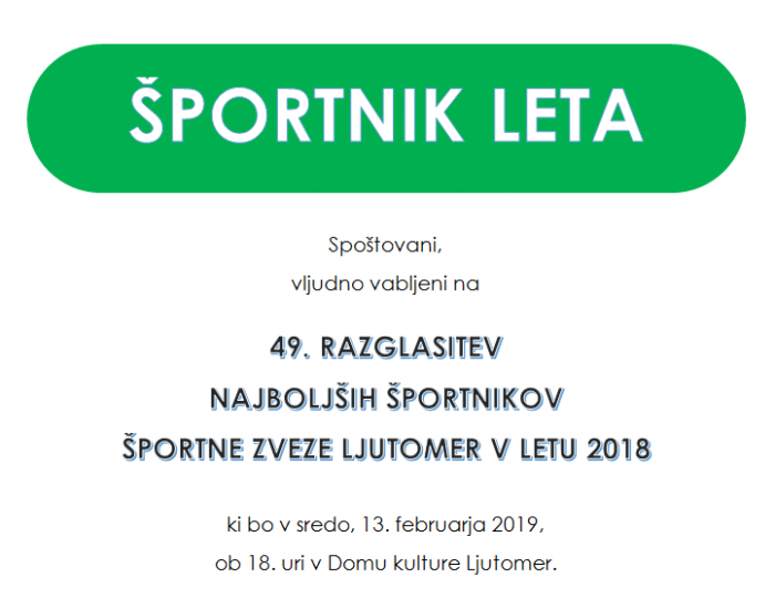 Športnik leta 2018 Športne zveze Ljutomer