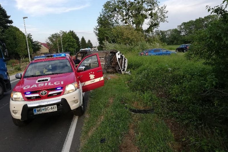 Prometna nesreča v Trgovišču, foto: PGD Ormož