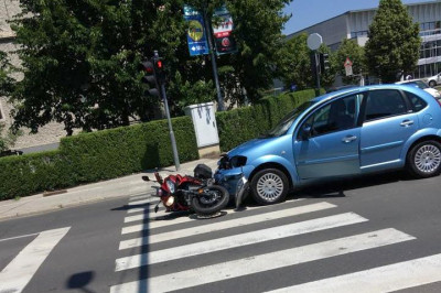 Trčenje motorista in vozila, foto: Dario Škafar/Radarji v Pomurju