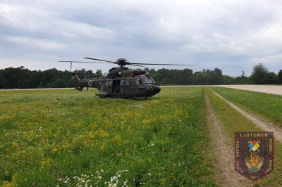 Helikopter Slovenske vojske v Ljutomeru, foto: PGD Ljutomer