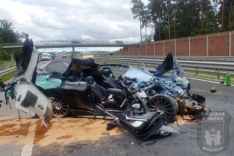 Prometna nesreča na podravski avtocesti, foto: Gasilska brigada Maribor