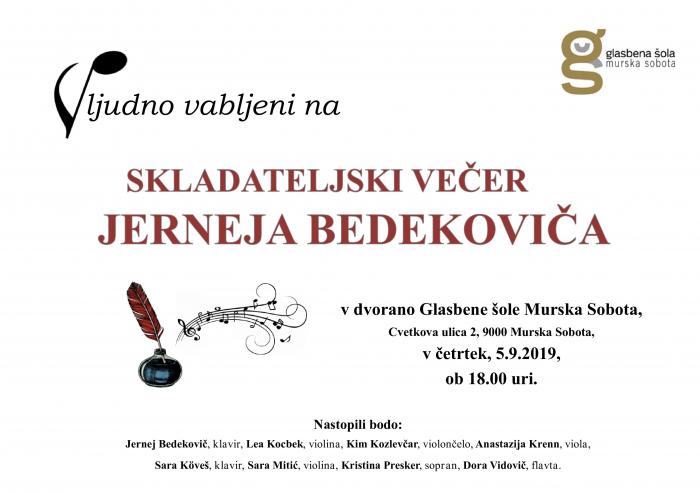 Skladateljski večer Jerneja Bedekoviča