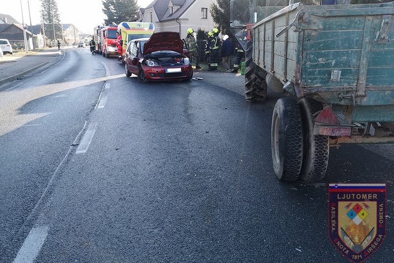 Prometna nesreča v Noršincih pri Ljutomeru, foto: PGD Ljutomer