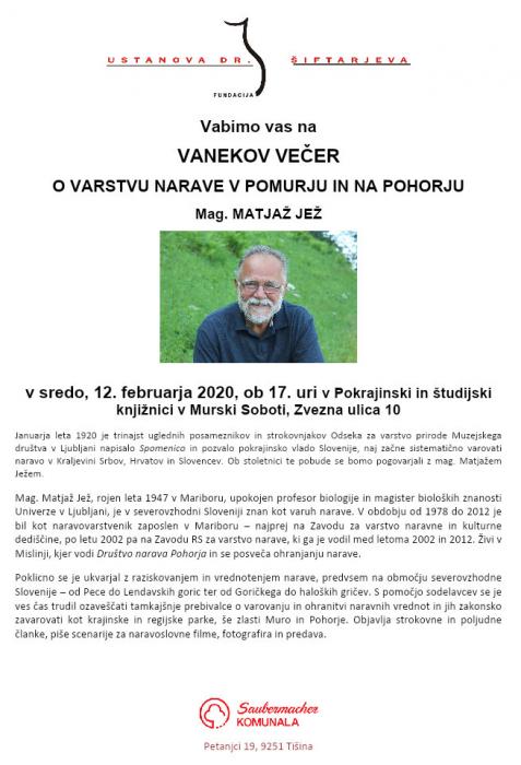 Vanekov večer ob 100-letnici prve Spomenice o varstvu narave v Sloveniji