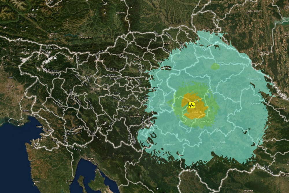 Potres je bil na Hrvaškem, vir: https://earth3dmap.com/