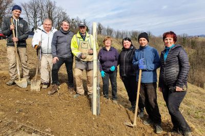 Sajenja visokodebelnih dreves se je udeležil tudi državni sekretar Damjan Stanonik