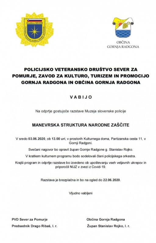 ODPRTJE RAZSTAVE MANEVRSKA STRUKTURA NARODNE ZAŠČITE