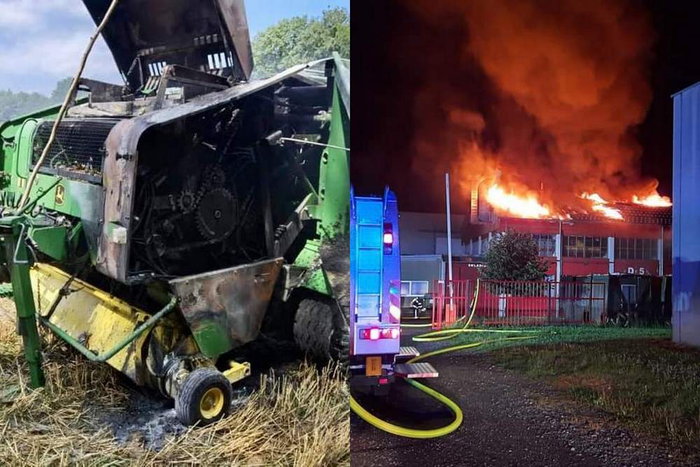 Požar na balirki in hali, foto: PGD Gornja Radgona