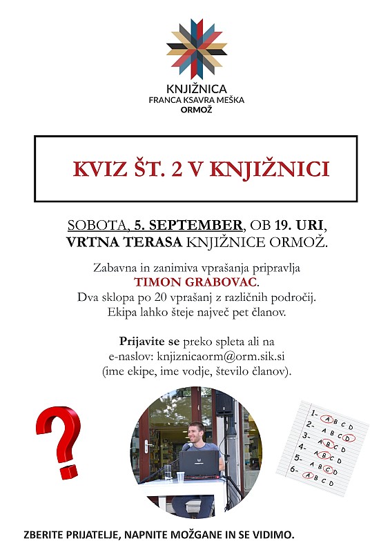 Kviz št. 2 v Knjižnici Ormož