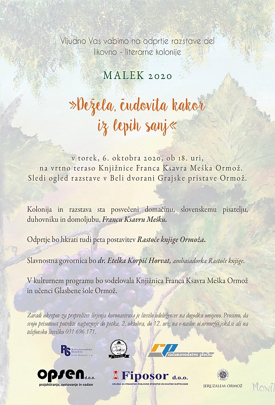 Odprtje razstave likovno-literarne kolonije Malek 2020