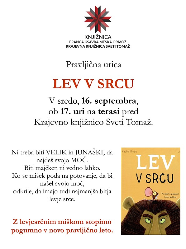 Pravljična ura LEV V SRCU v Krajevni knjižnici Sveti Tomaž