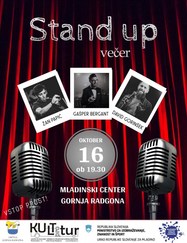 STAND UP VEČER: GAŠPER BERGANT, ŽAN PAPIČ, DAVID GORINŠEK