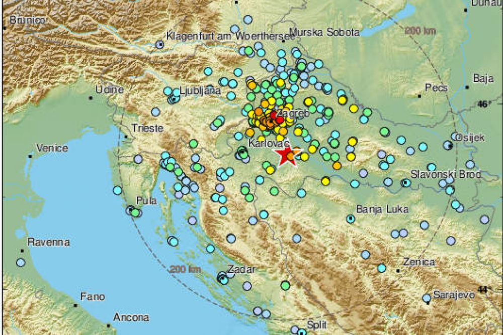 Potres je imel epicenter 47 km jugovzhodno od Zagreba, vir: EMSC