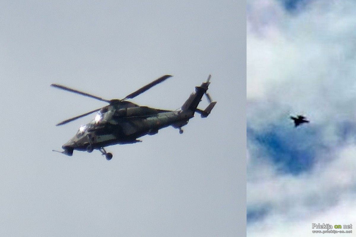 Vojaški helikopterji in letala nad nami
