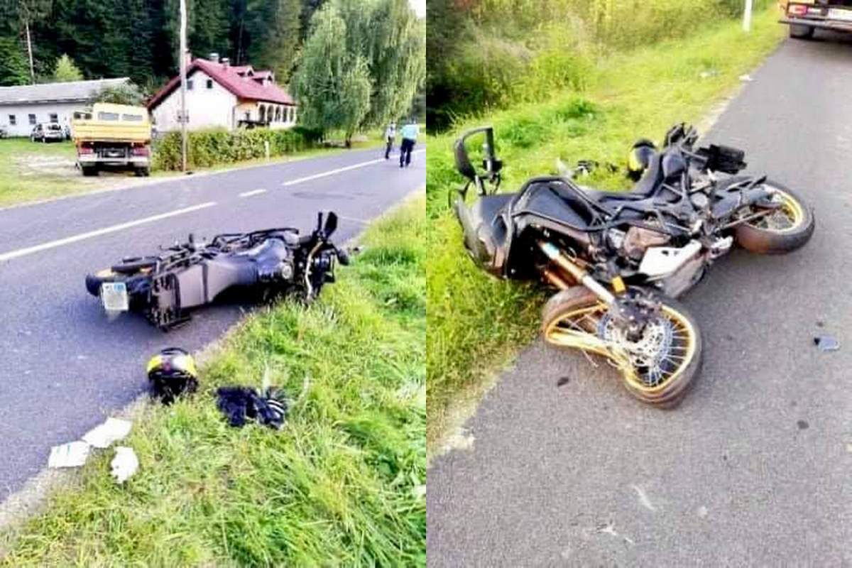 Trčila tovorno vozilo in motorist Trčila tovorno vozilo in motorist