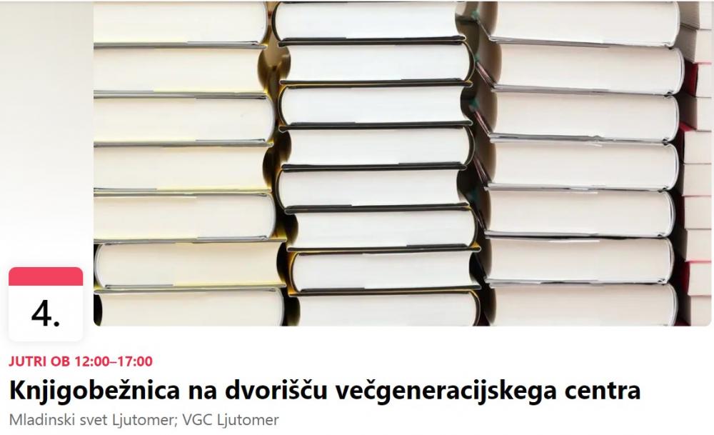 Knjigobežnica na dvorišču večgeneracijskega centra