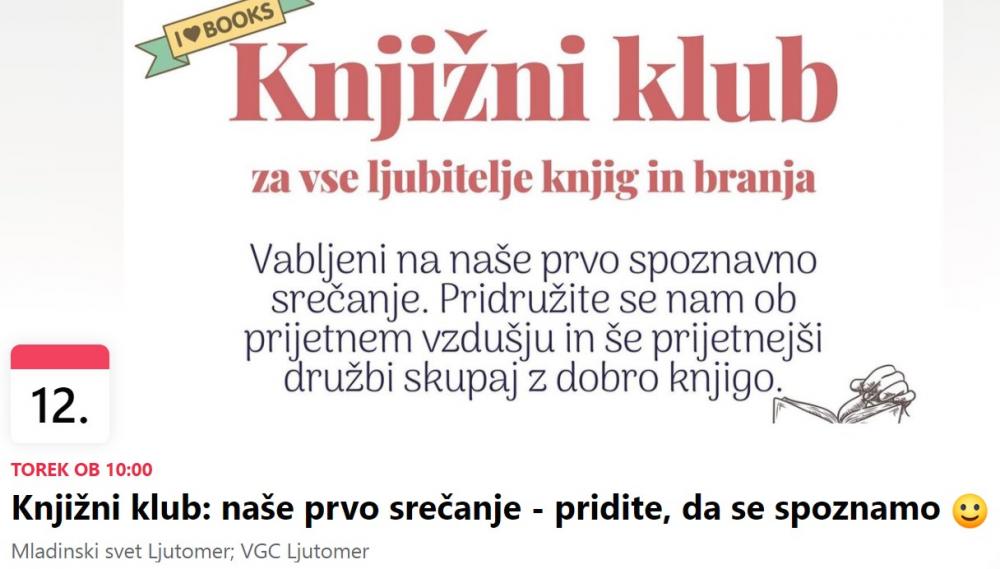 Knjižni klub: naše prvo srečanje - pridite, da se spoznamo 