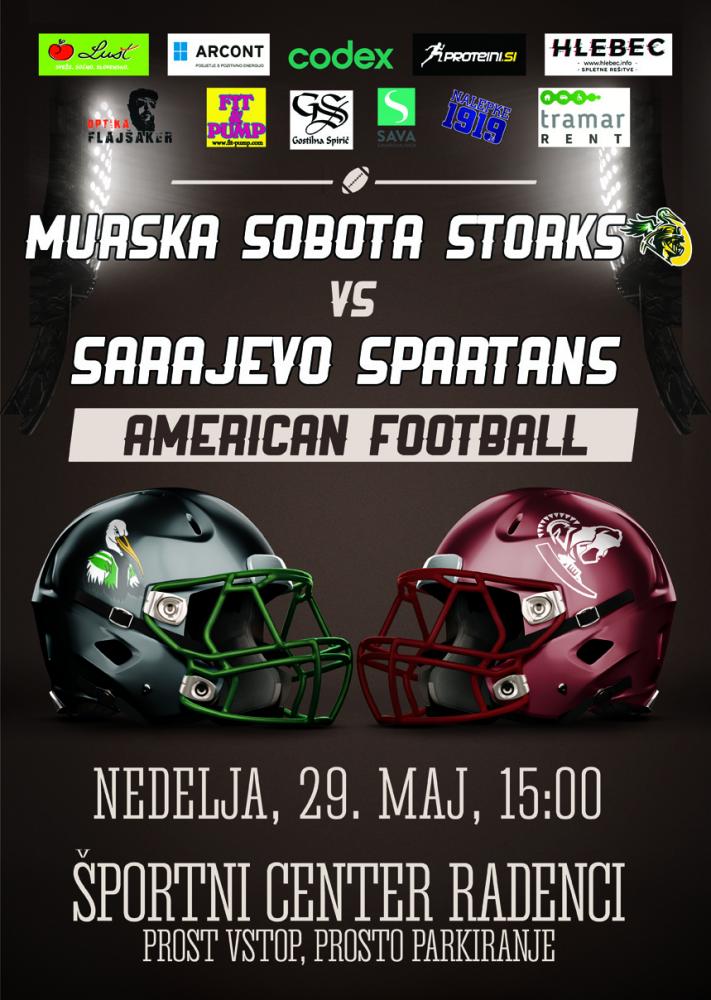 tekma Ameriškega nogometa MURSKA SOBOTA STORKS vs SARAJEVO SPARTANS