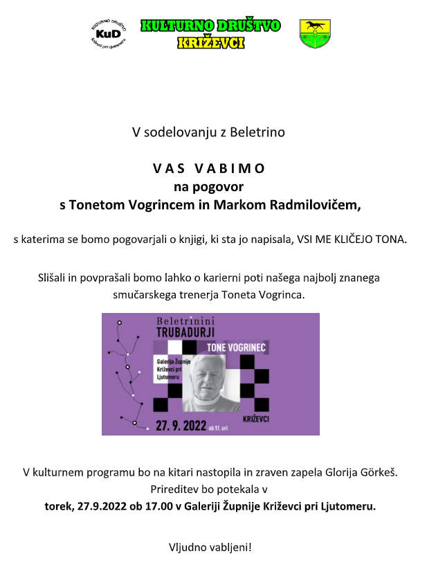 Pogovor  s Tonetom Vogrincem in Markom Radmilovičem