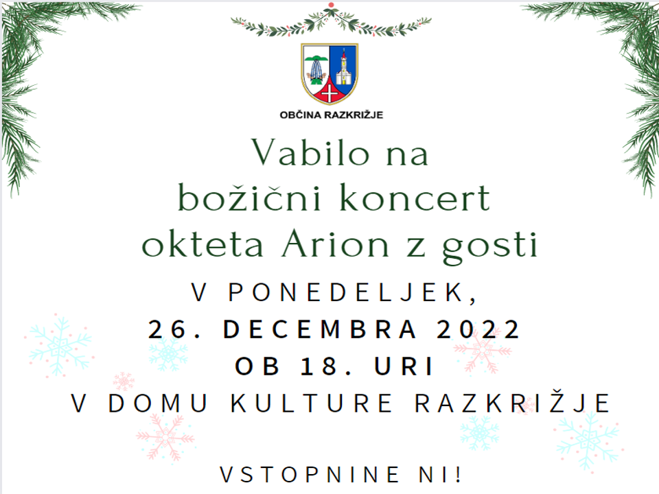 Božični koncert okteta Arion z gosti