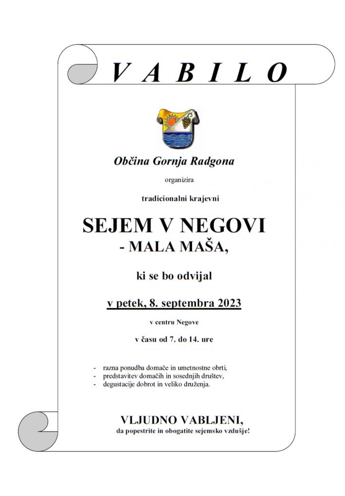 Tradicionalni krajevni sejem Mala maša v Negovi