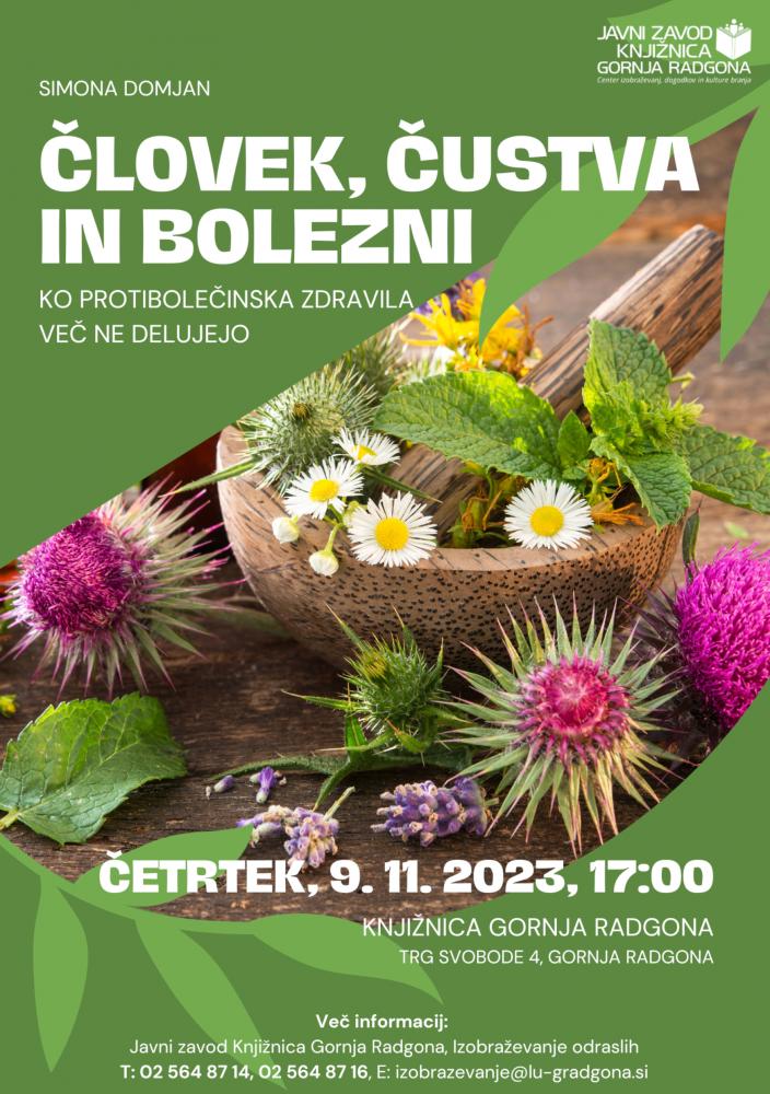 PREDAVANJE SIMONE DOMJAN: ČLOVEK, ČUSTVA IN BOLEZNI