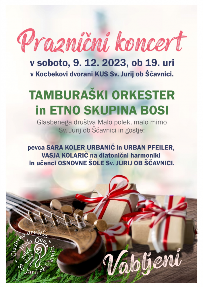 Praznični koncert Tamburaškega orkestra Sv. Jurij ob Ščavnici in Etno skupine Bosi 