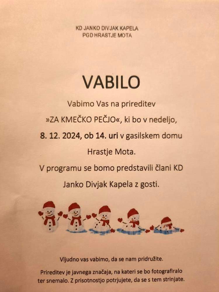 ZA KMEČKO PEČJO