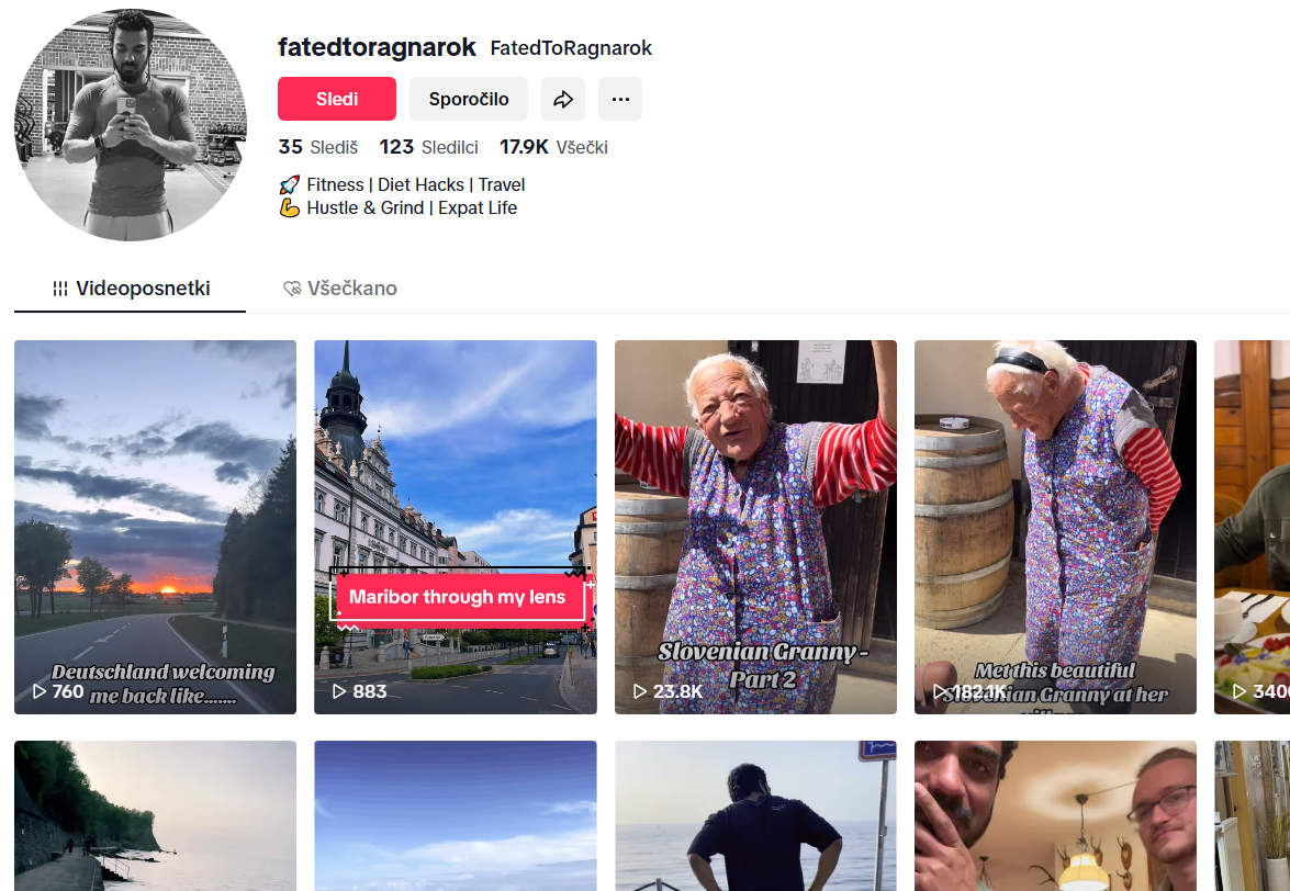 En video ima trenutno preko 182 tisoč ogledov, drug pa skoraj 24 tisoč, vir: TikTok profil ustvarjalca