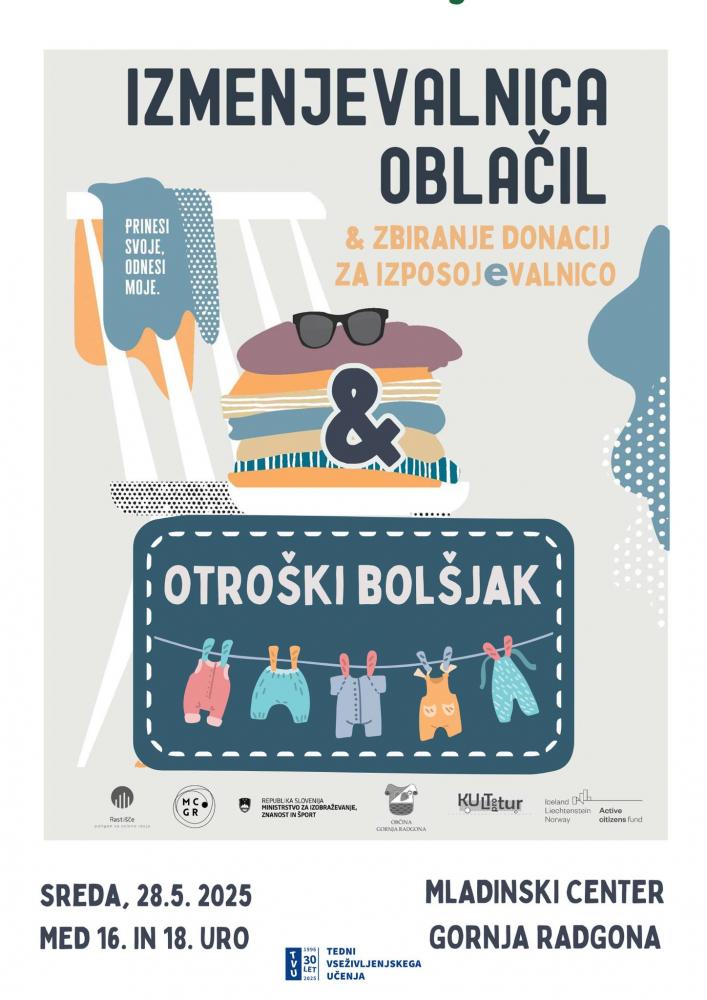 Izmenjevalnica oblačil, otroški bolšjak in Dan v rabljenih oblačilih