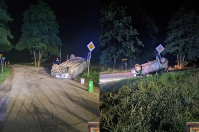 Voznik se je prevrnil