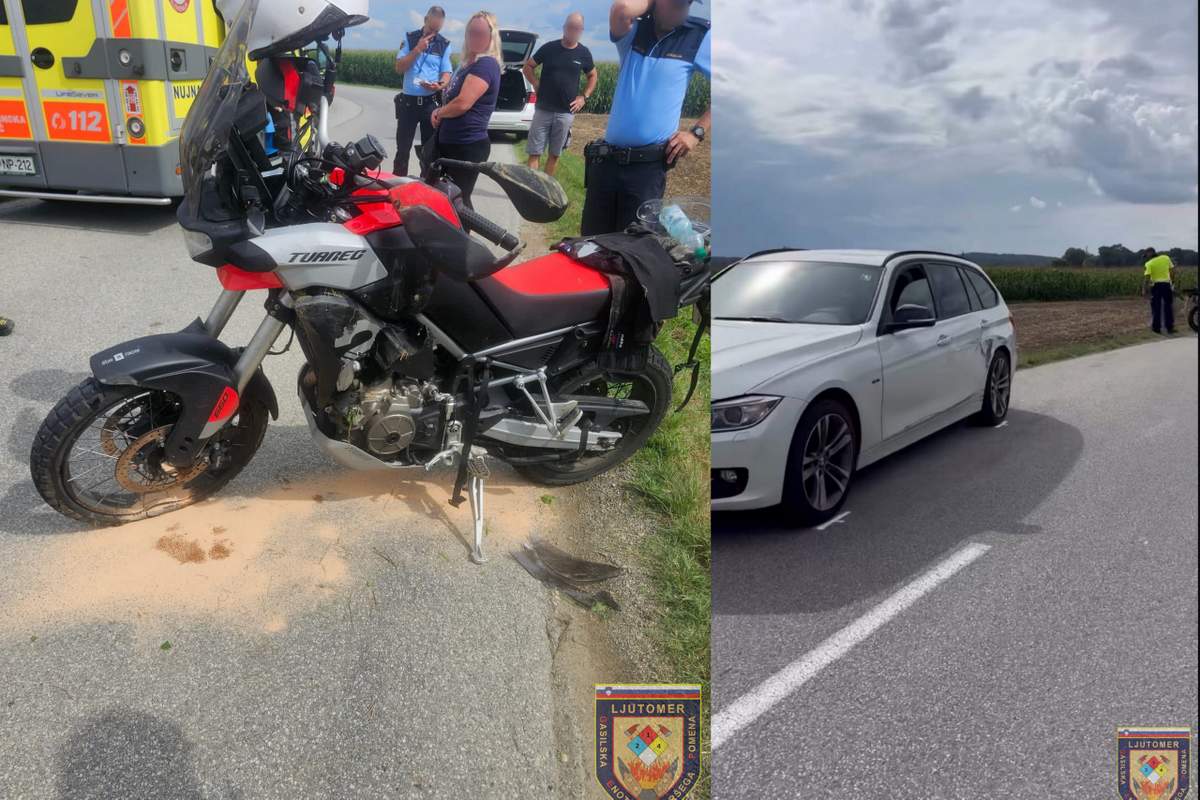 Trčila sta motorist in osebno vozilo