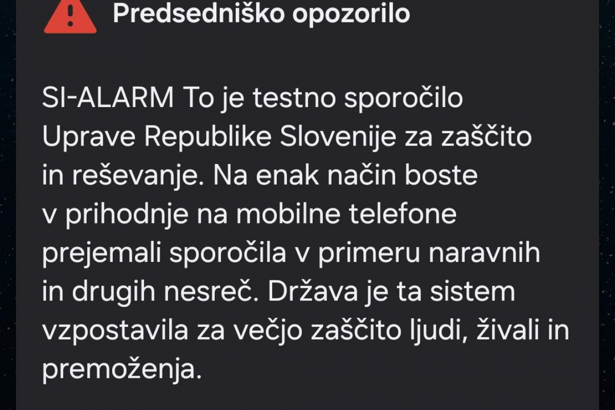 SI-Alarm - testno sporočilo