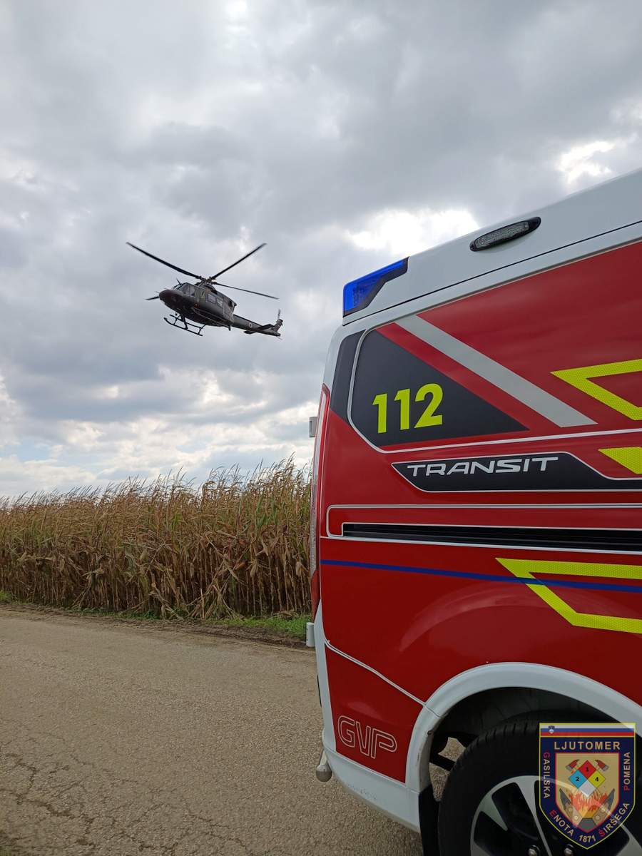 Posredovali so helikopter, foto: PGD Ljutomer
