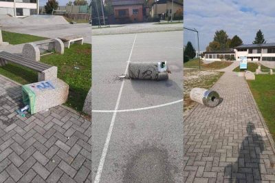 Poškodovali so koše za smeti
