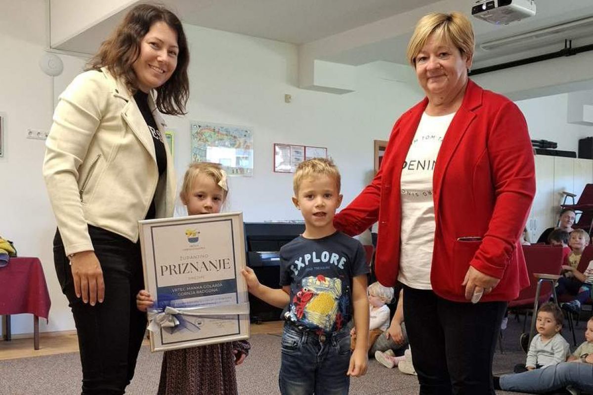 V Vrtcu Manka Golarja izobesili županjino priznanje