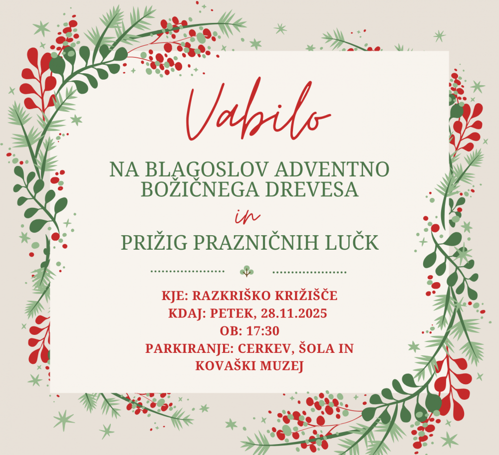 Blagoslov adventno-božičnega drevesa s prižigom lučk