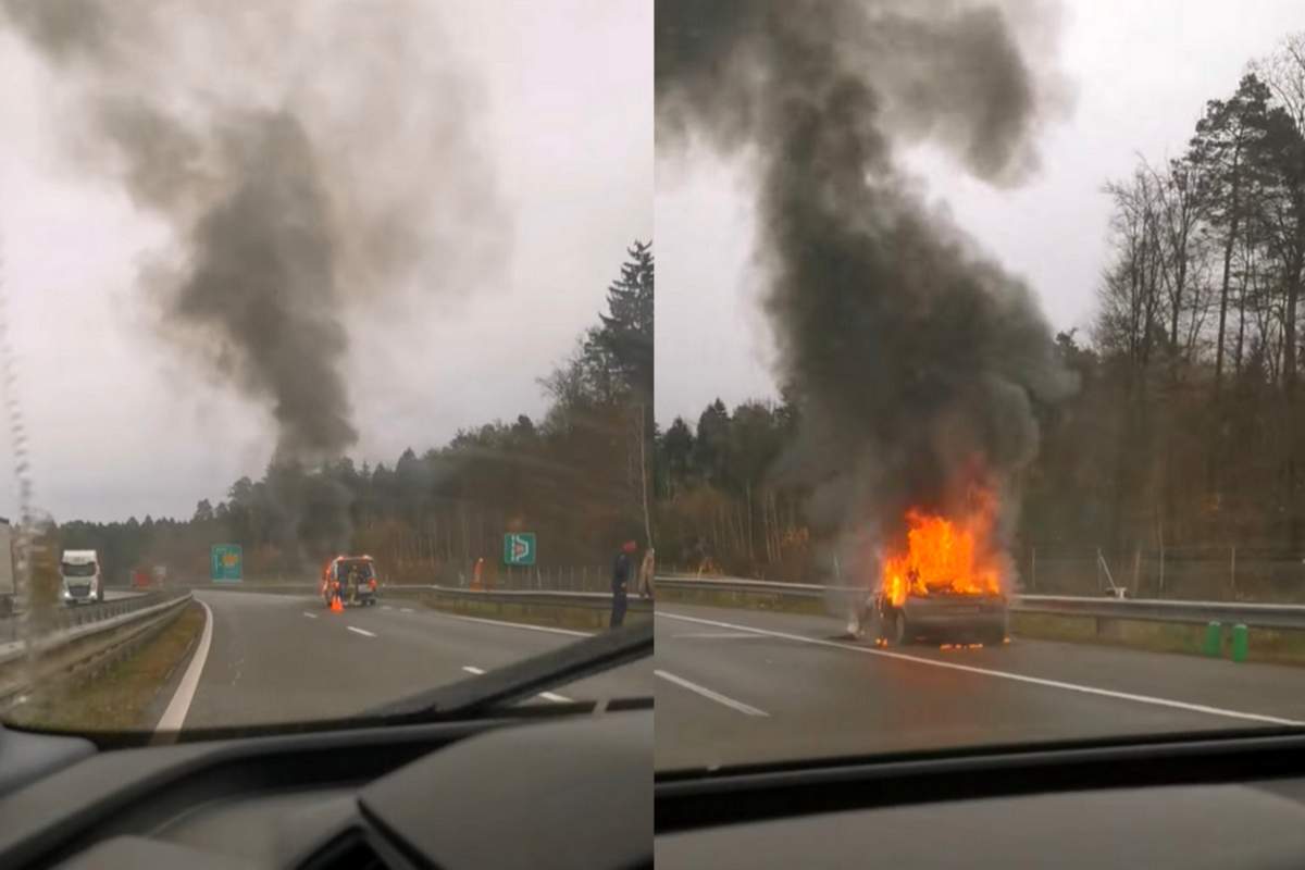 Goreče vozilo na avtocesti