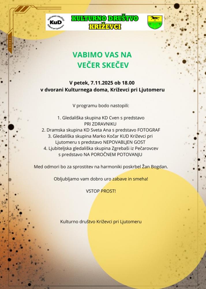 VEČER SKEČEV V KRIŽEVCIH PRI LJUTOMERU