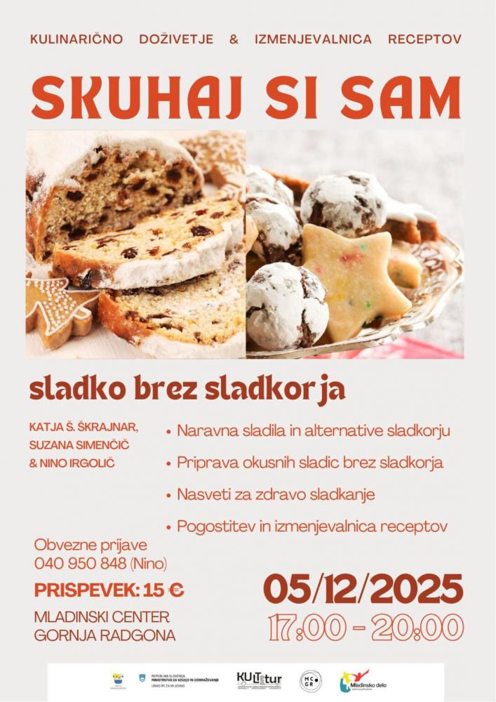 Božična delavnica in izmenjevalnica receptov: Sladko brez sladkorja Božična delavnica in izmenjevalnica receptov: Sladko brez sladkorja