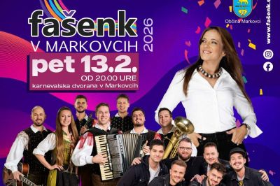 Fašenk v Markovcih 2026 - NINA PUŠLAR & ANSAMBEL SAŠA AVSENIKA & POSKOČNI MUZIKANTI