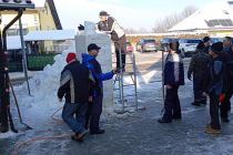 Snežna skulptura v središču Male Nedelje